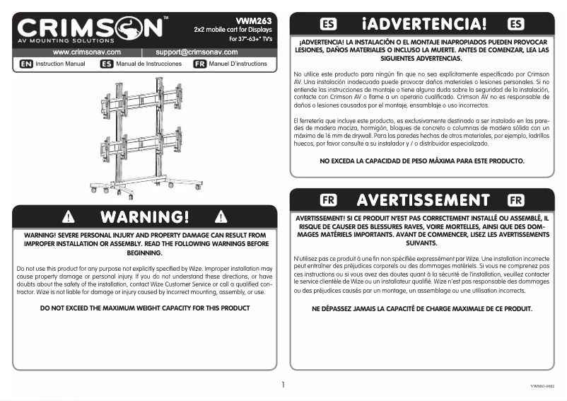 Page n°1 - Manuel utilisateur Crimson VWM263