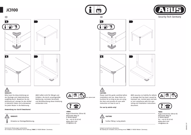 Page 1 de la notice Mode d'emploi Abus JC3100