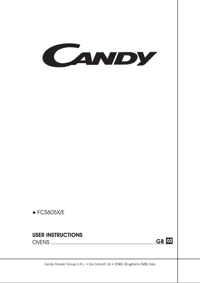 Page n°1 - Manuel utilisateur Candy FCS605X/E