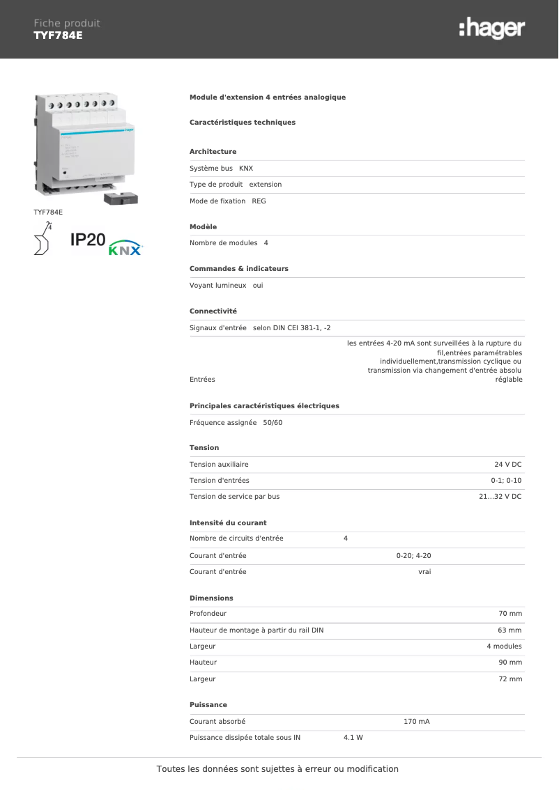 Image de la première page du manuel de l'appareil TYF784E
