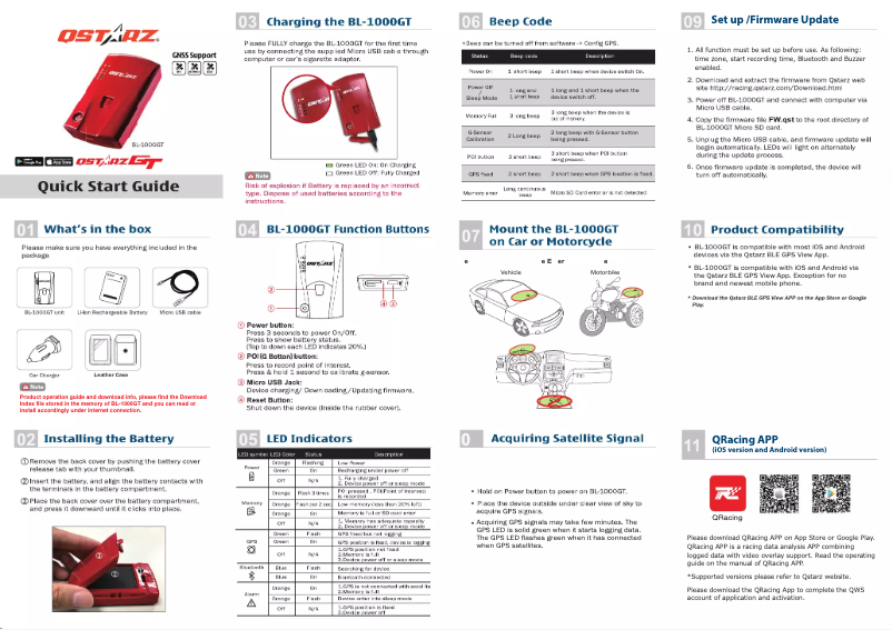 Page n°1 - Manuel utilisateur Qstarz BL-1000GT