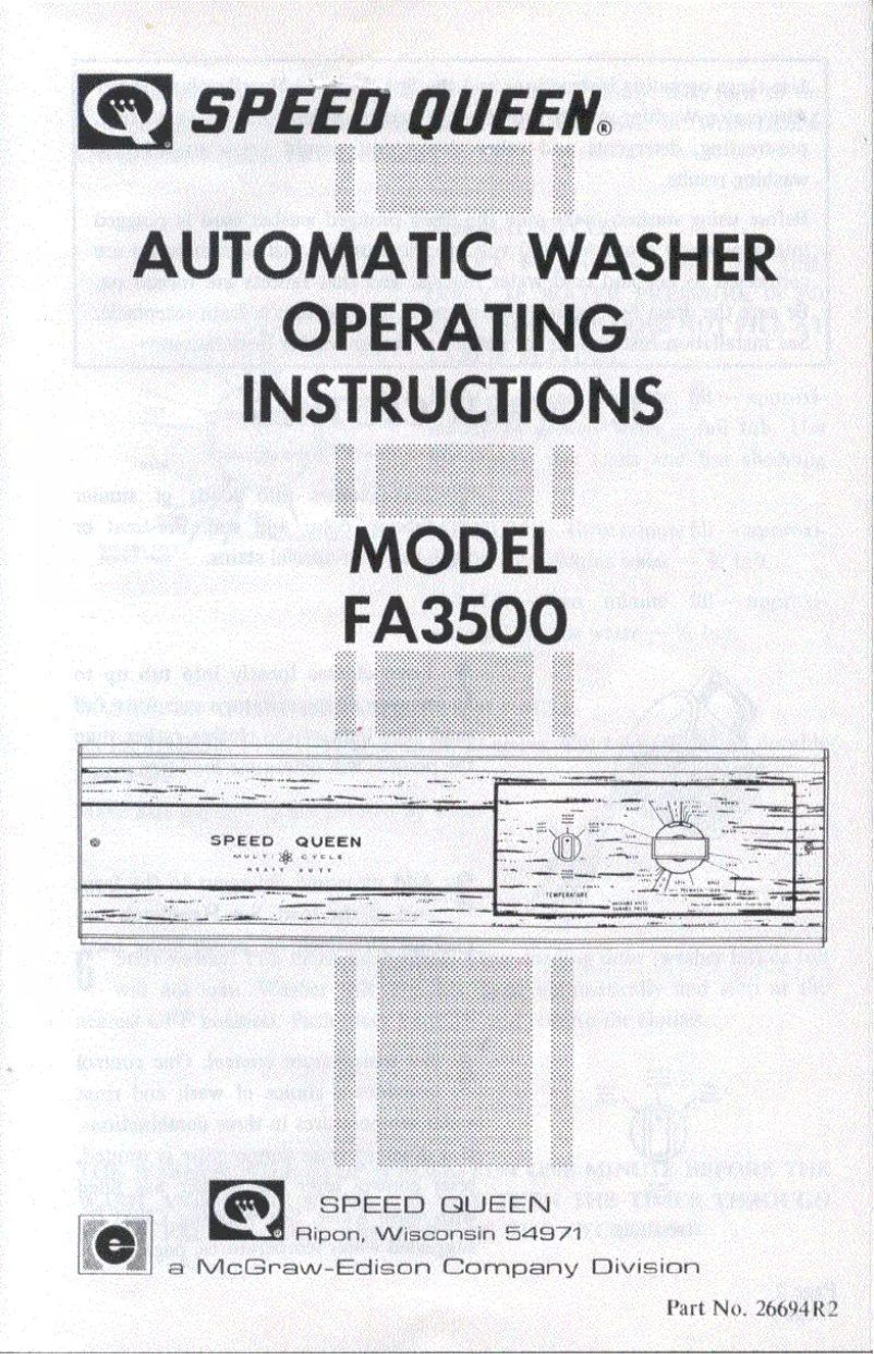 Page n°1 - Manuel utilisateur Speed Queen FA3500