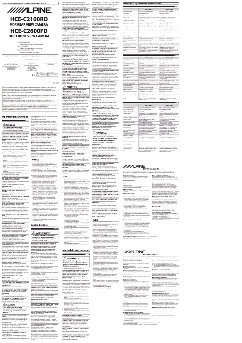 Page n°1 - Manuel utilisateur Alpine HCE-C2600FD