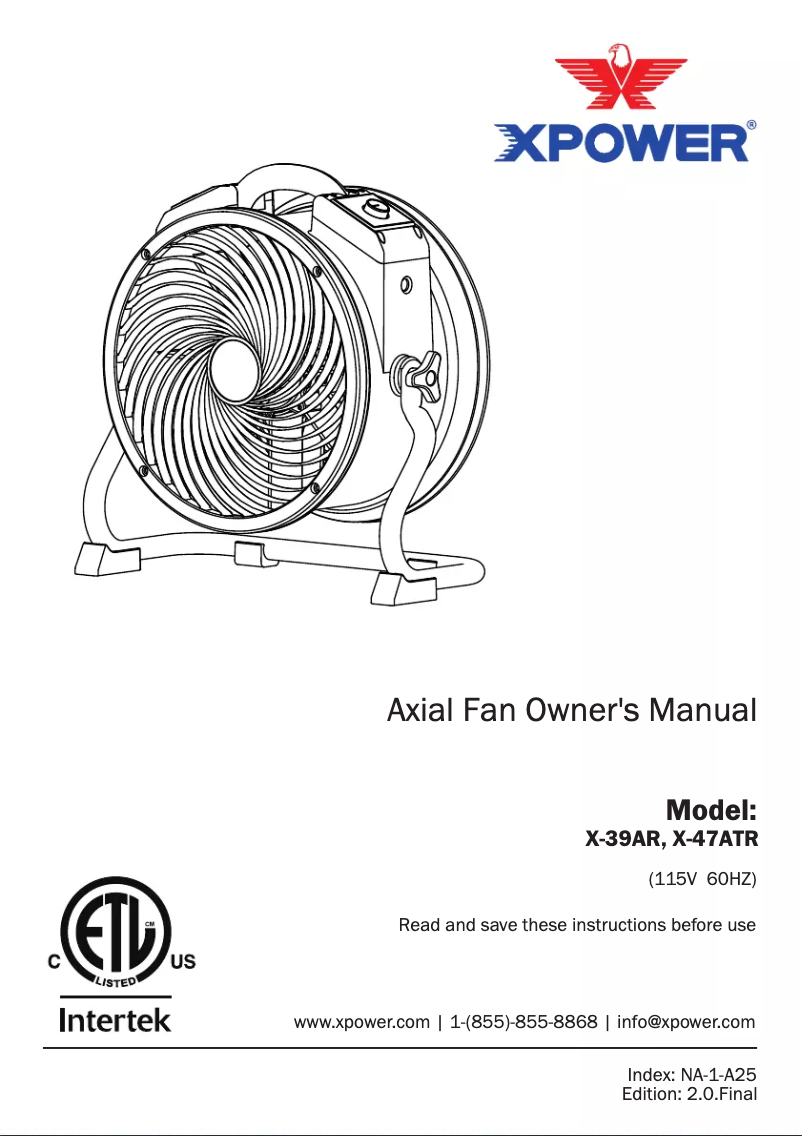 Image de la première page du manuel de l'appareil X-47ATR