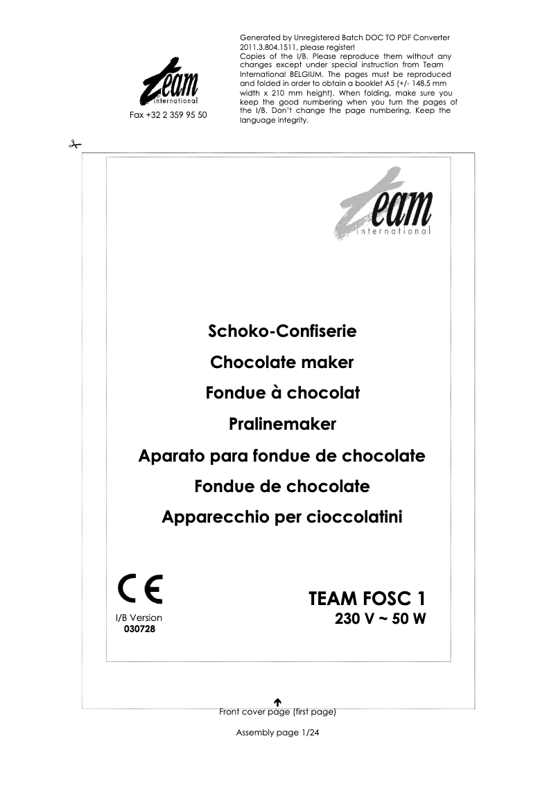 Image de la première page du manuel de l'appareil FOSC 1