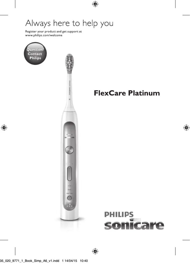 Page 1 de la notice Manuel utilisateur Philips Sonicare FlexCare Platinum HX9171