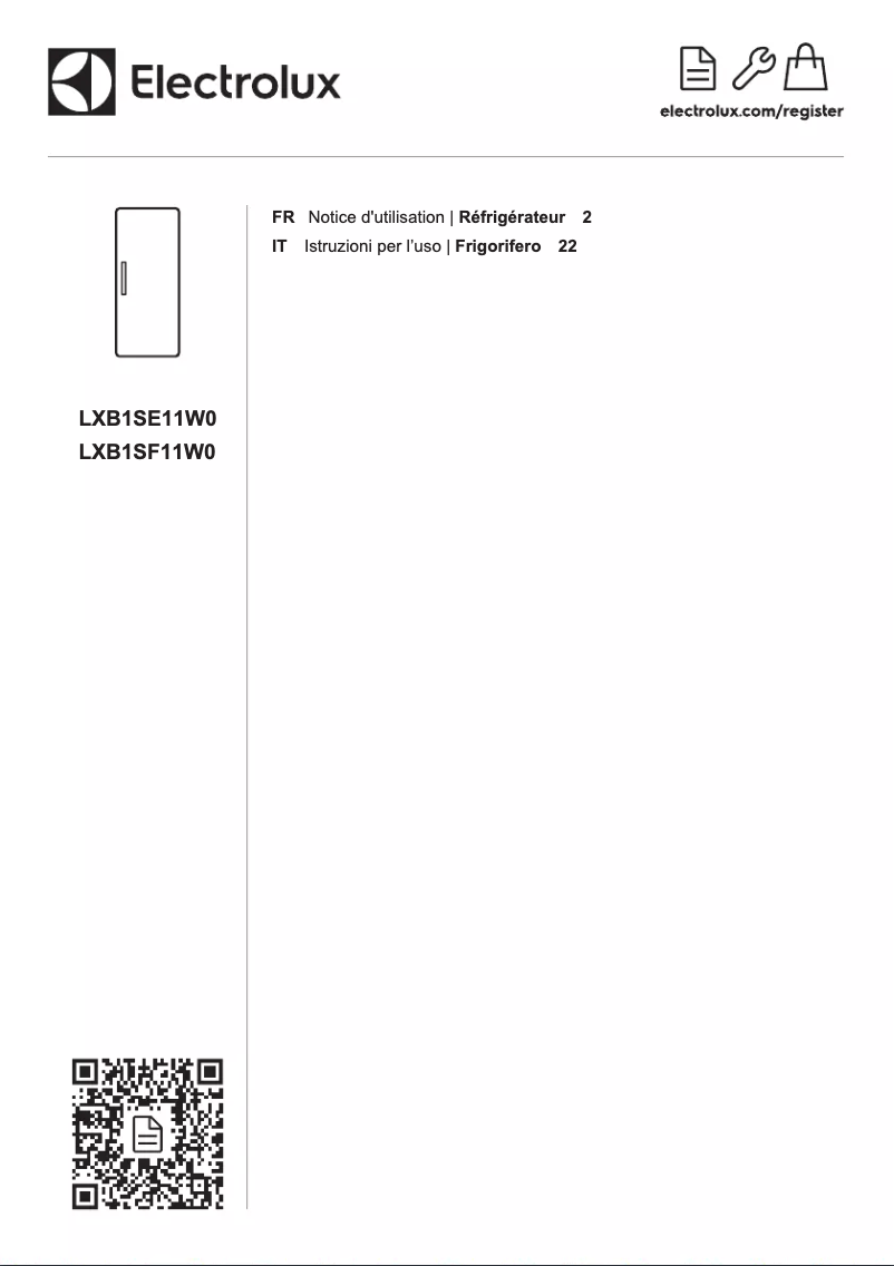 Page 1 de la notice Manuel utilisateur Electrolux LXB1SF11W0