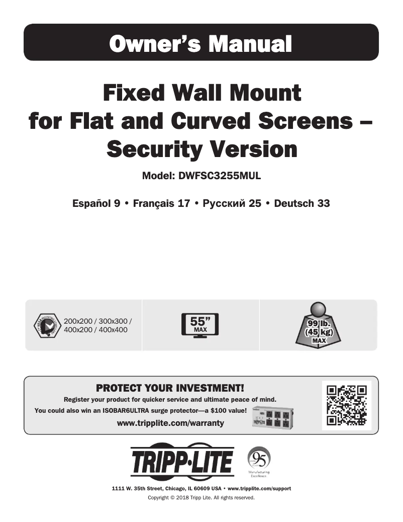 Page n°1 - Manuel utilisateur Tripp Lite WorkWise DWFSC3255MUL