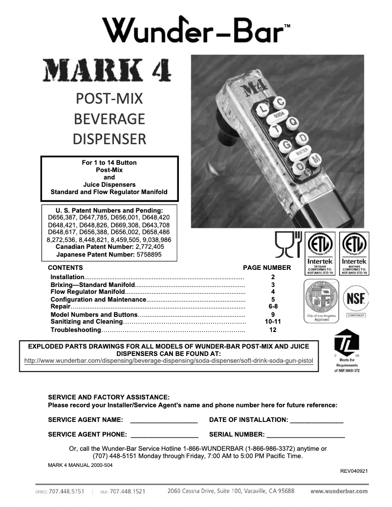 Page n°1 - Manuel utilisateur Wunder-Bar M4