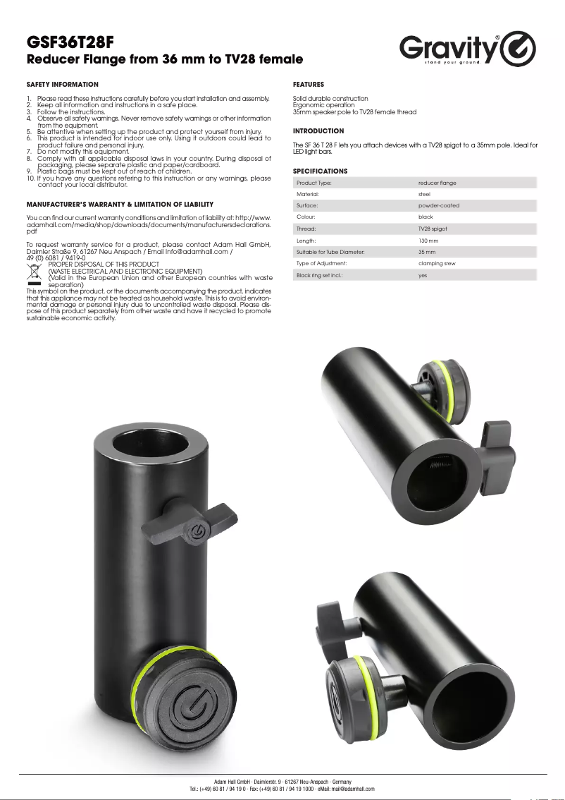 Page 1 de la notice Manuel utilisateur Gravity SF 36 T28 F