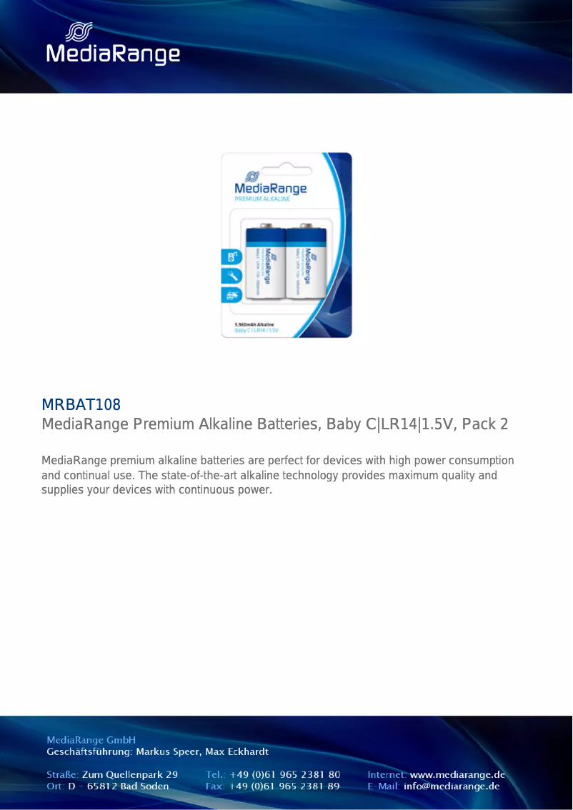 Page 1 de la notice Manuel utilisateur MediaRange MRBAT108