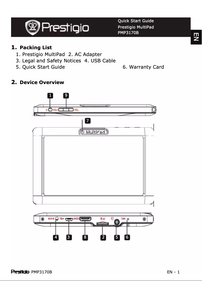 Image de la première page du manuel de l'appareil MultiPad 7.0 Pro