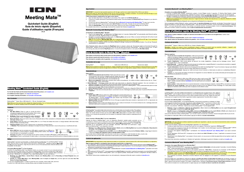 Page n°1 - Guide de démarrage rapide ION Meeting Mate
