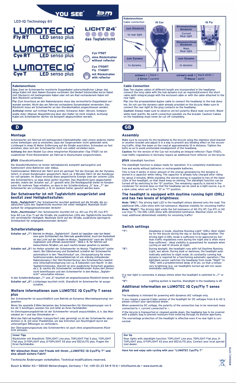 Página 1 del manual Manual de usuario Busch + Müller Lumotec IQ Fly RT