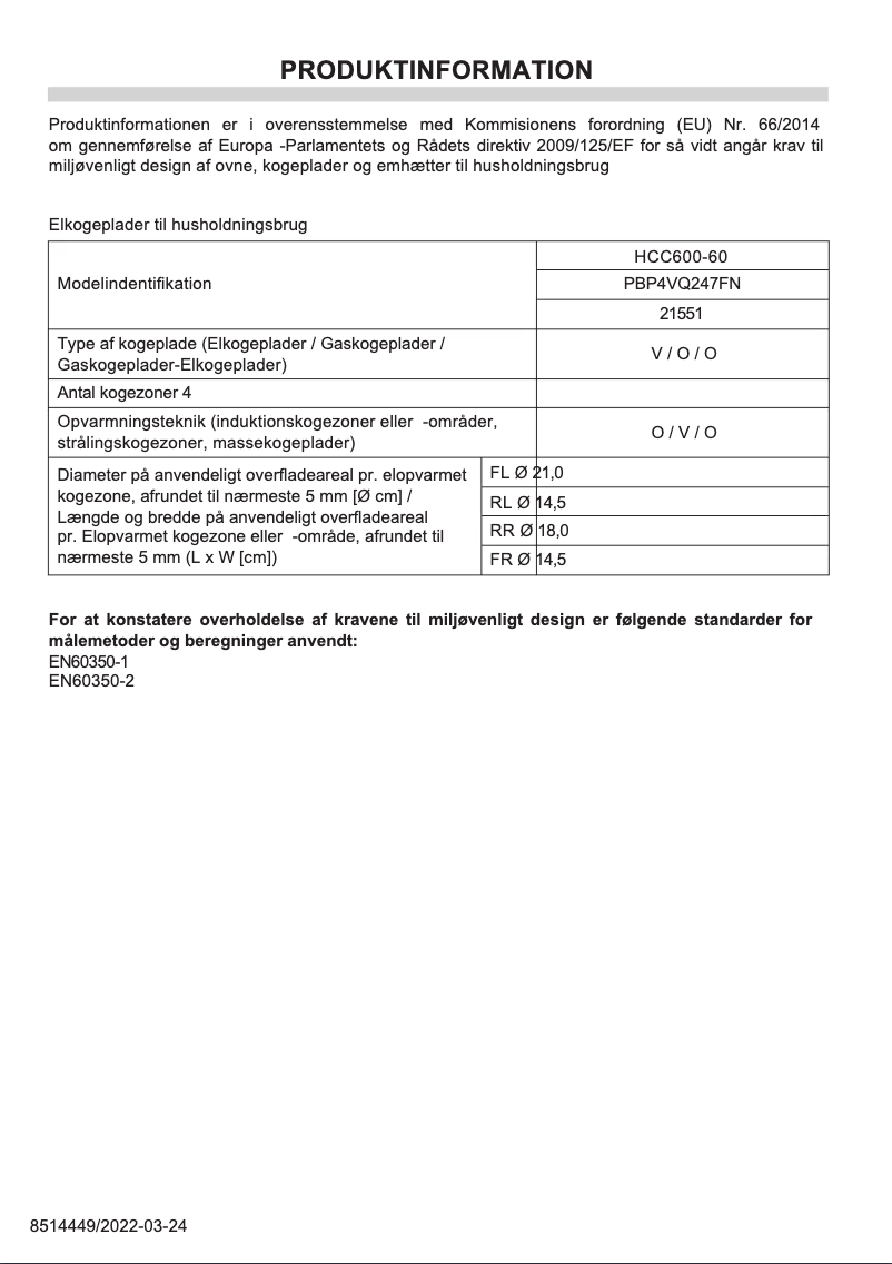 Image de la première page du manuel de l'appareil HCC 600-60