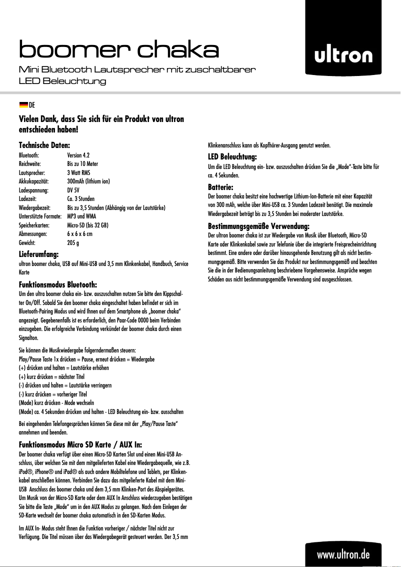 Image de la première page du manuel de l'appareil Boomer chaka