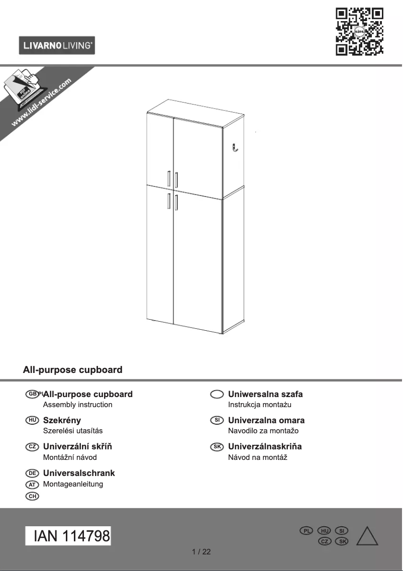 Page 1 de la notice Manuel utilisateur Livarno Lux IAN 114798