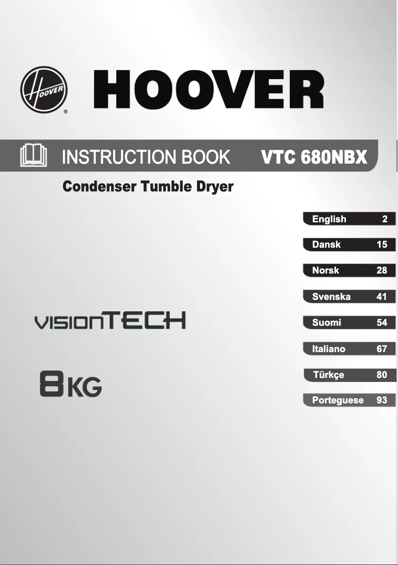 Page n°1 - Manuel utilisateur Hoover VTC 680NBX-S