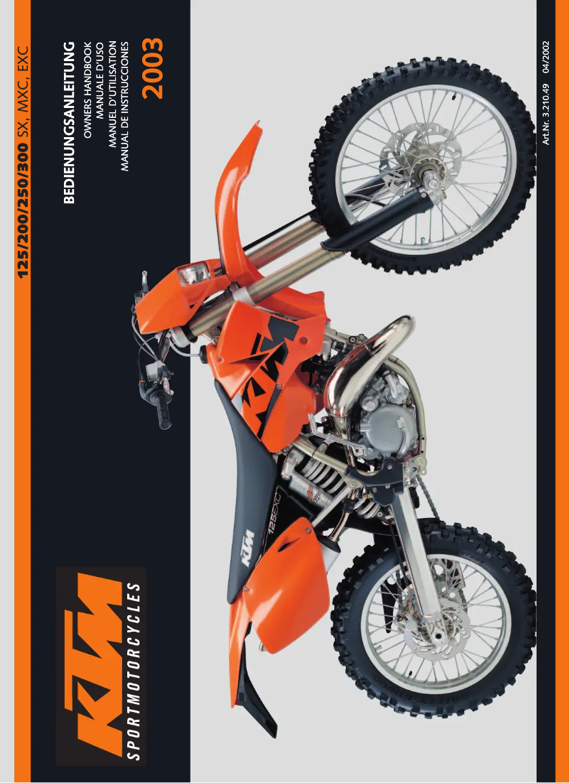 Page n°1 - Manuel utilisateur KTM 125 MXC (2003)