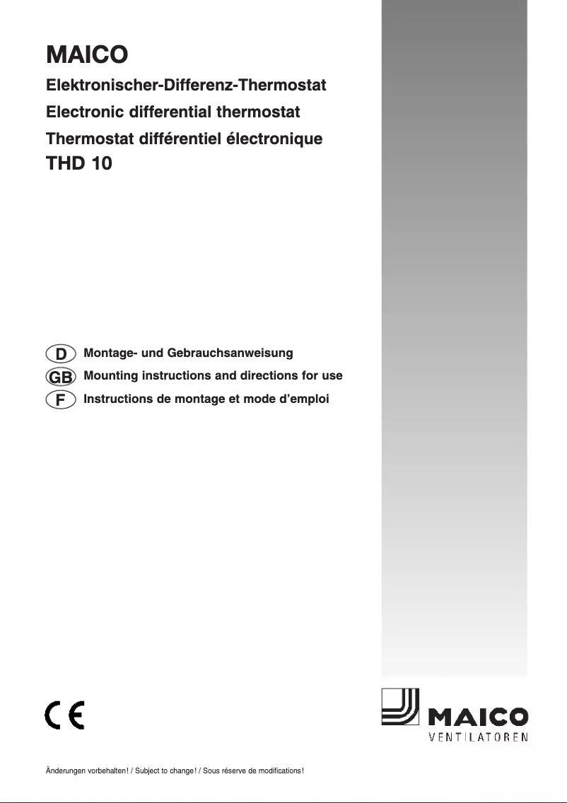 Image de la première page du manuel de l'appareil THD 10