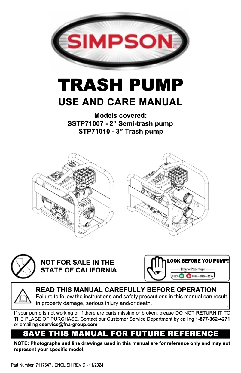 Page 1 de la notice Manuel utilisateur Simpson SSTP71007