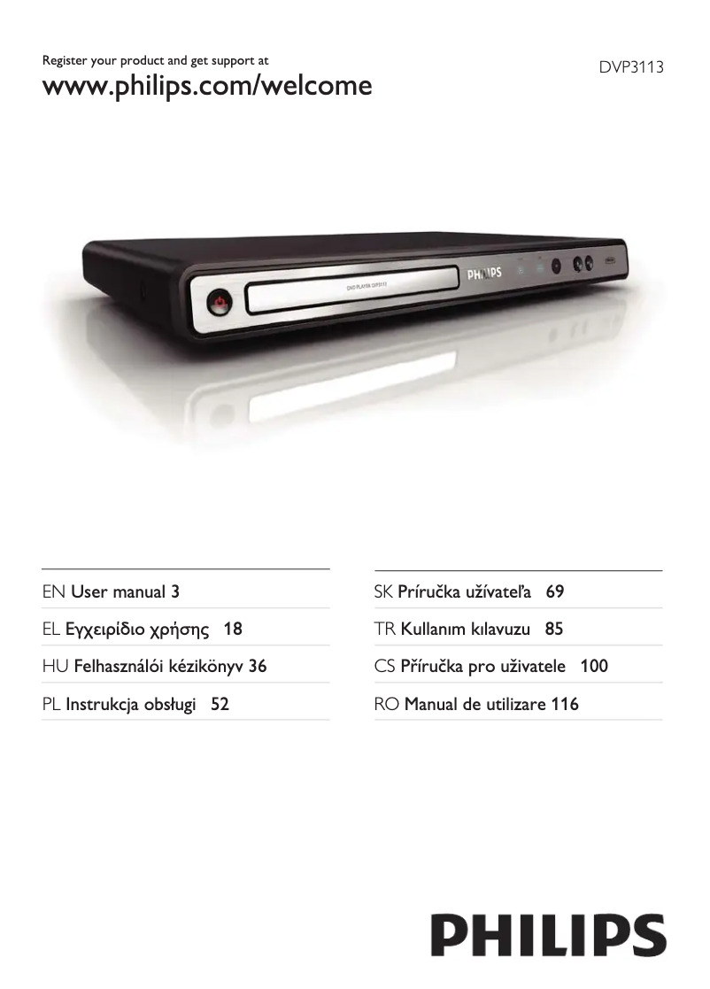 Page 1 de la notice Manuel utilisateur Philips DVP3113