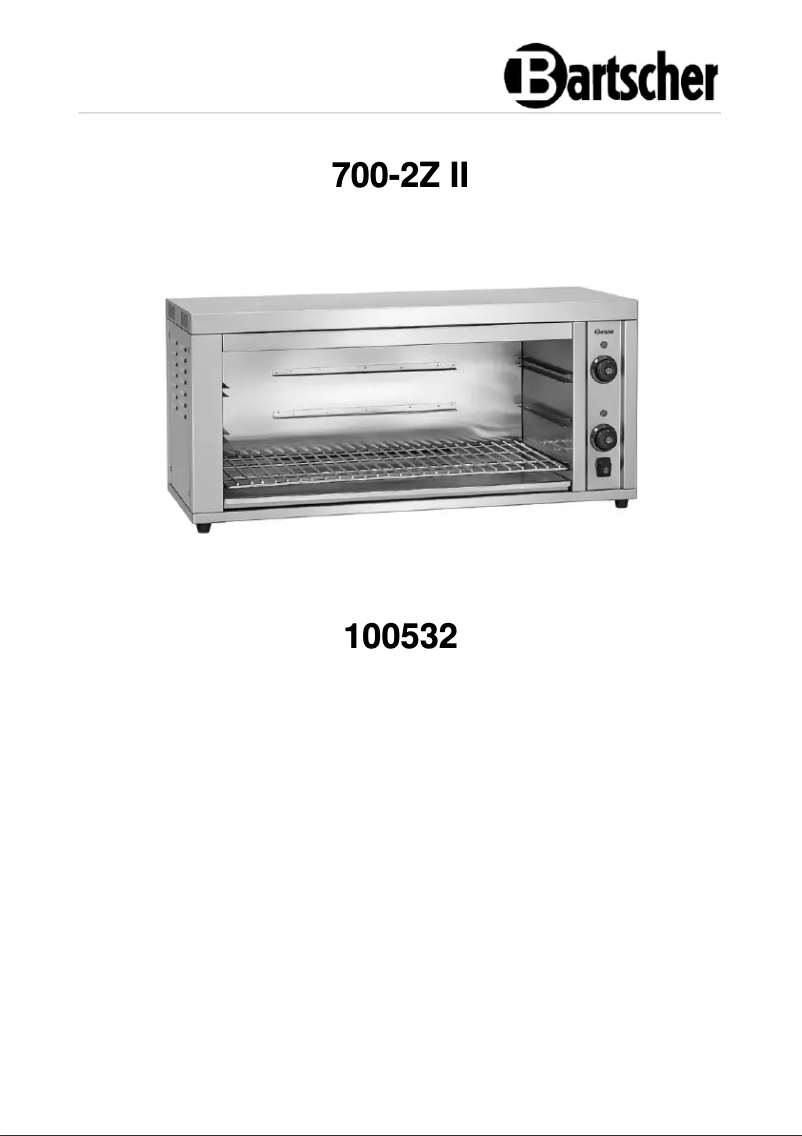 Page n°1 - Manuel utilisateur Bartscher 700-2Z II