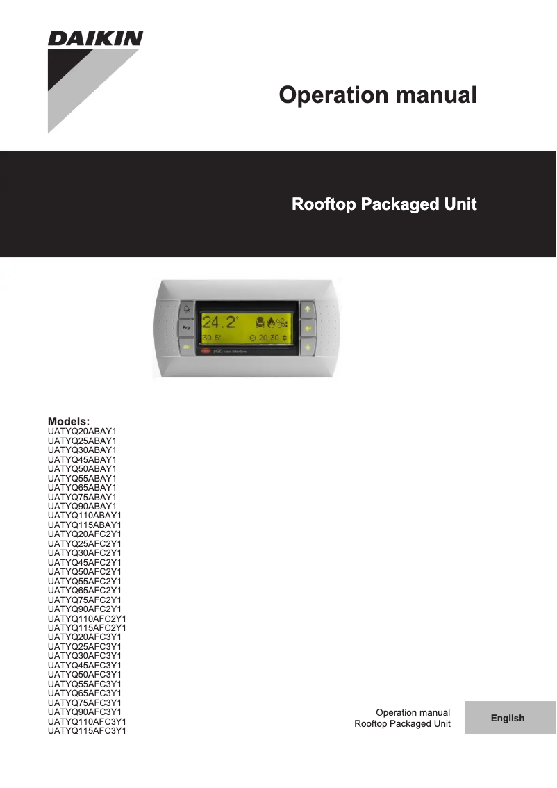 Image de la première page du manuel de l'appareil UATYQ75AFC2Y1