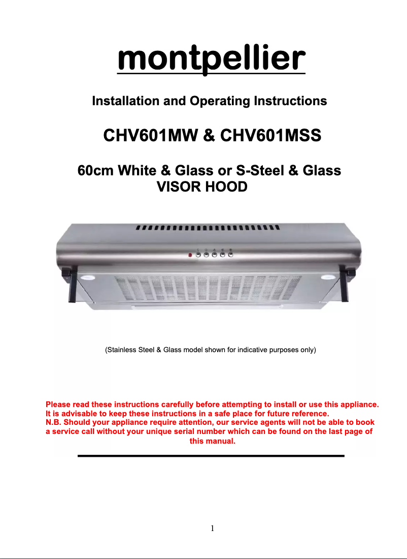 Image de la première page du manuel de l'appareil CHV601MW