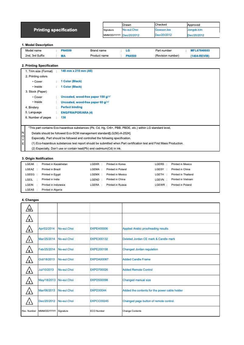 Page 1 de la notice Manuel utilisateur LG 42PN4500