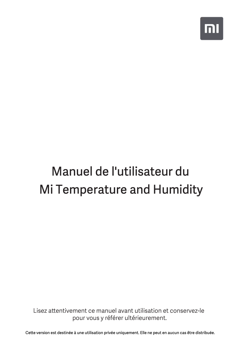 Image de la première page du manuel de l'appareil Mi Temperature and Humidity