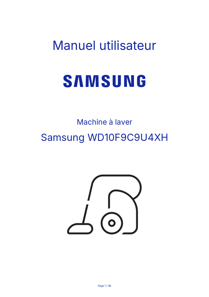 Image de la première page du manuel de l'appareil WD10F9C9U4XH