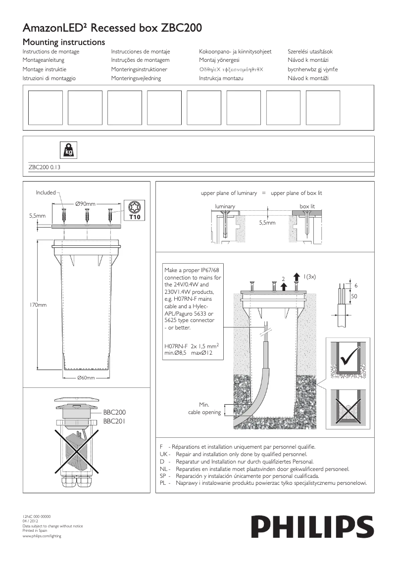 Image de la première page du manuel de l'appareil ZBC200 TUBE