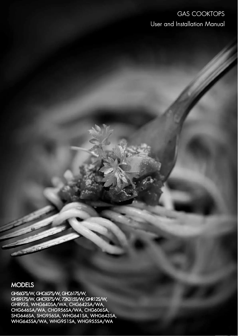 Page 1 de la notice Manuel utilisateur Westinghouse WHG951SA