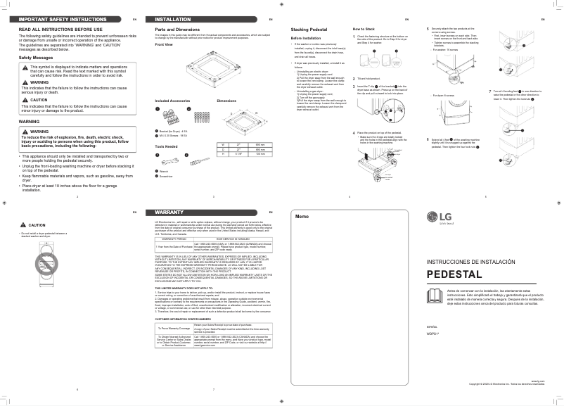 Page 1 de la notice Manuel utilisateur LG WDPS1B