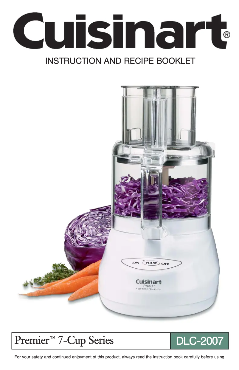 Page 1 de la notice Manuel utilisateur Cuisinart Premier DLC-2007