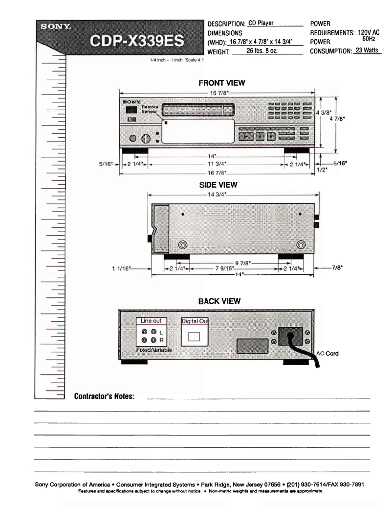 Page 1 de la notice Guide d'installation Sony CDP-X339ES