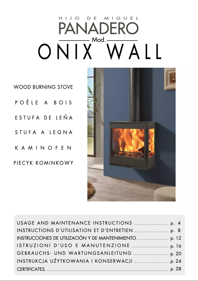 Page n°1 - Manuel utilisateur Panadero ONIX WALL