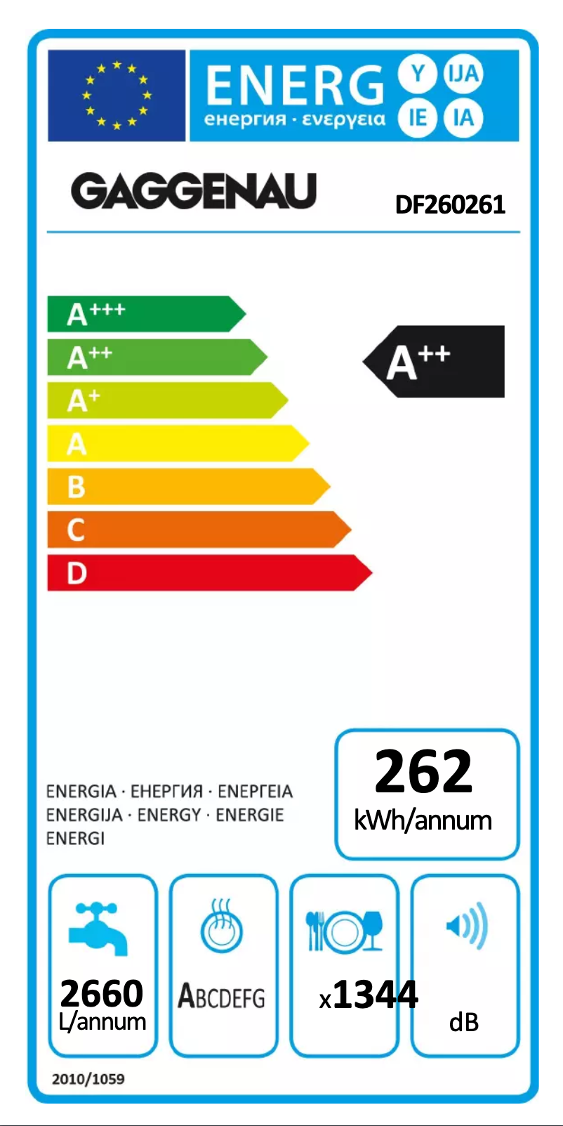 Page n°1 - Label énergétique Gaggenau DF260261