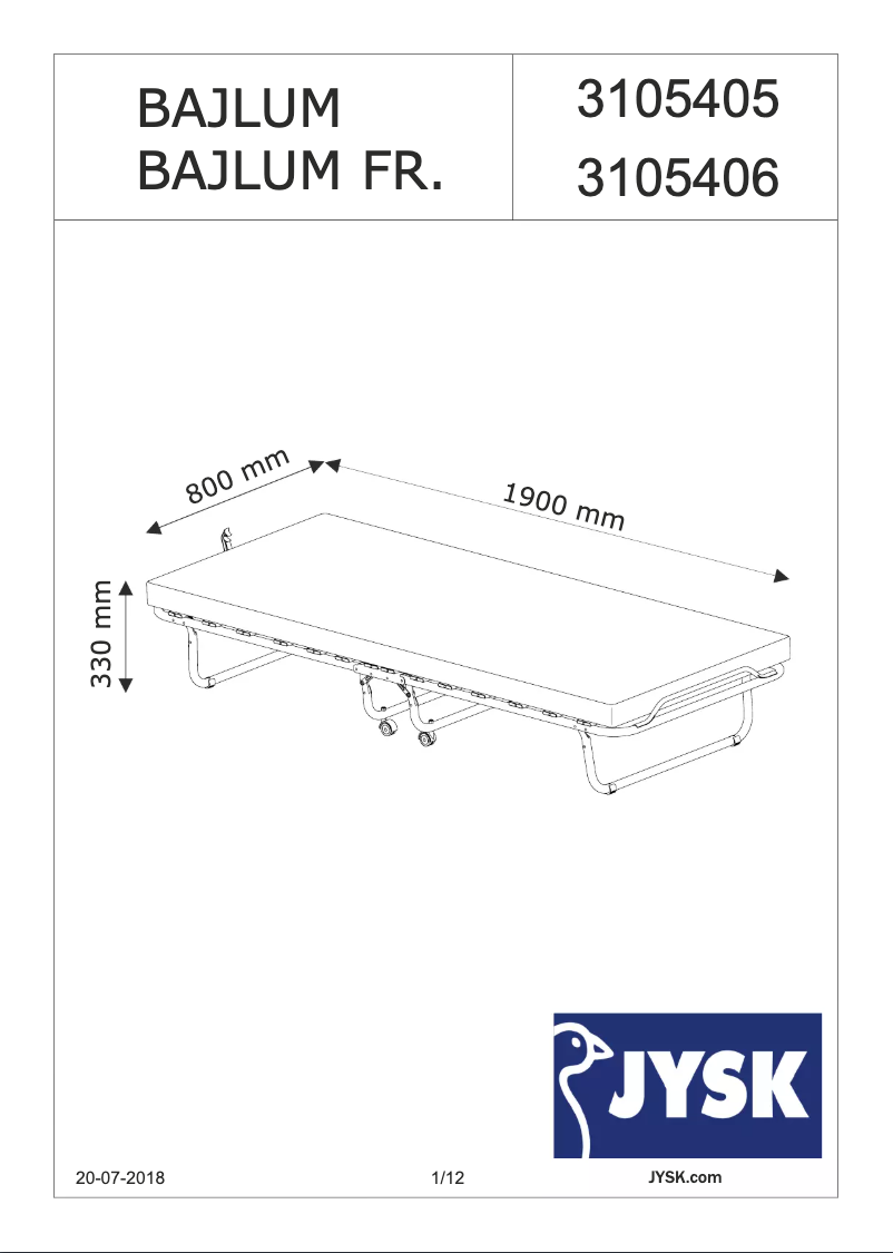 Page n°1 - Manuel utilisateur JYSK Bajlum