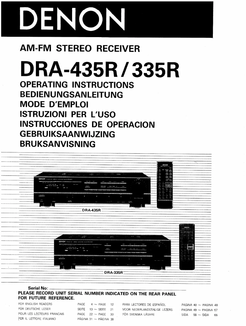 Page n°1 - Manuel utilisateur Denon DRA-435R