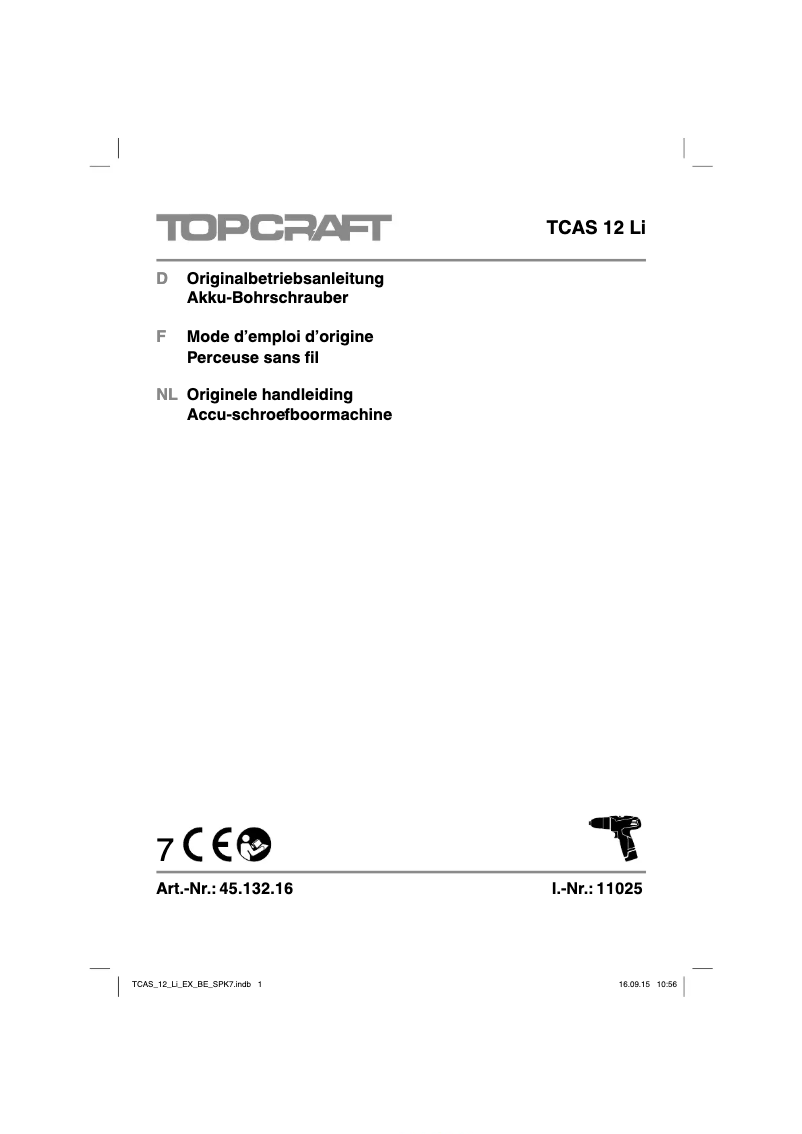 Page n°1 - Manuel utilisateur Topcraft TCAS 12 Li