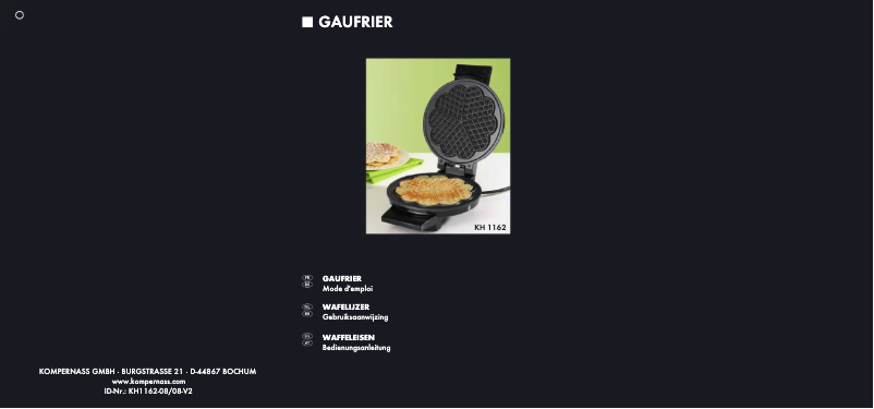 Page 1 de la notice Manuel utilisateur Bifinett KH 1162