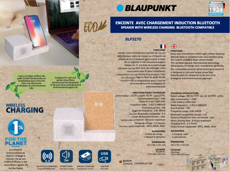 Page 1 de la notice Manuel utilisateur Blaupunkt BLP3270