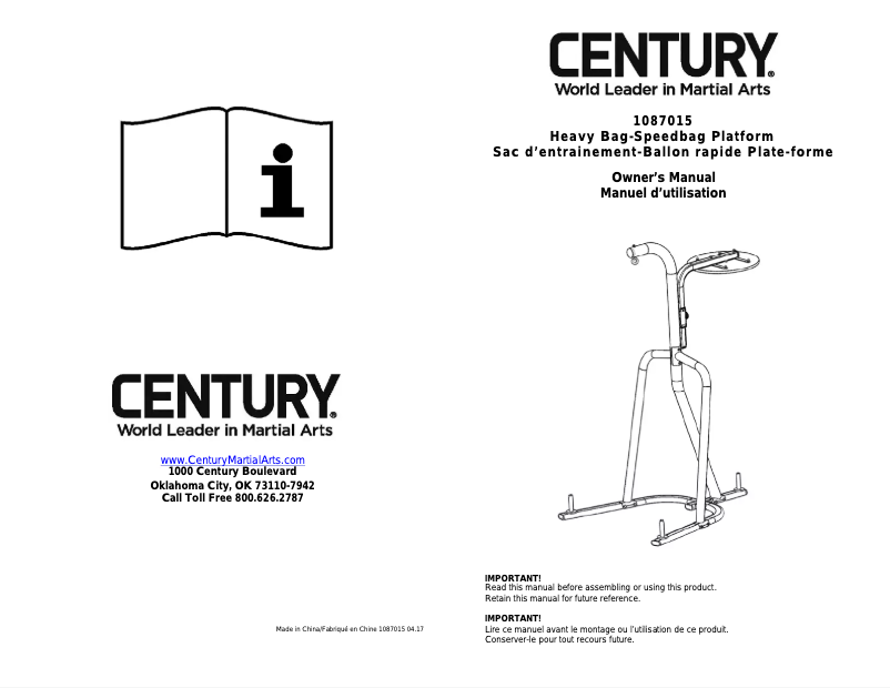 Page 1 de la notice Manuel utilisateur CENTURY 1087015