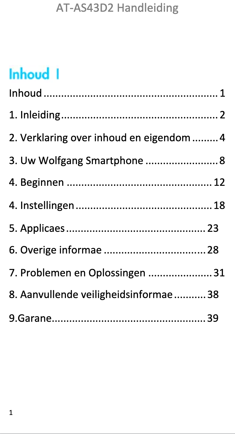 Page 1 de la notice Manuel utilisateur Wolfgang AT-AS45D1