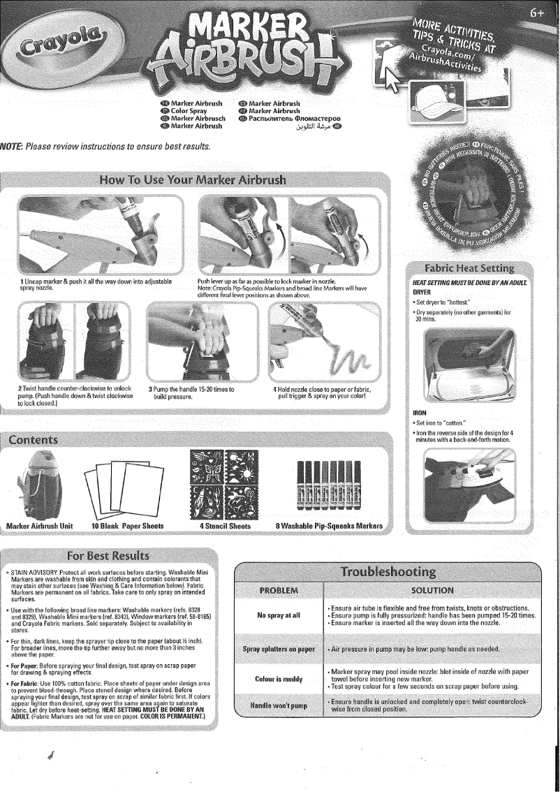 Page 1 de la notice Manuel utilisateur Crayola Marker Airbrush