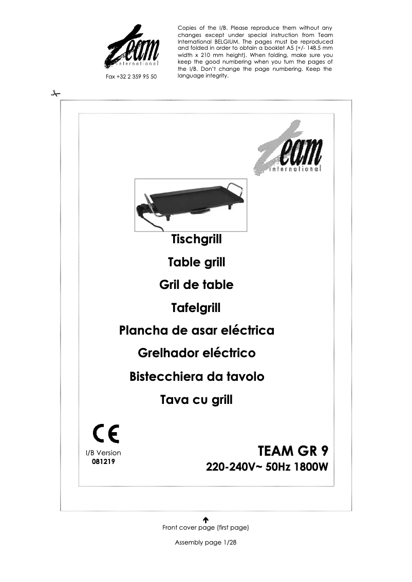 Page n°1 - Manuel utilisateur Team GR 9