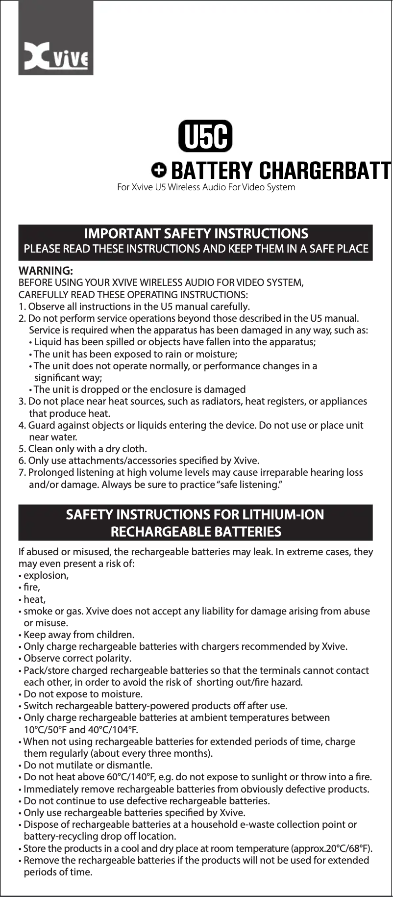 Image de la première page du manuel de l'appareil U5C