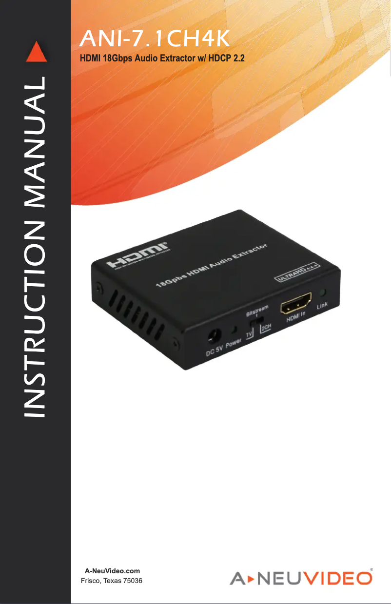 Image de la première page du manuel de l'appareil ANI-7.1CH4K